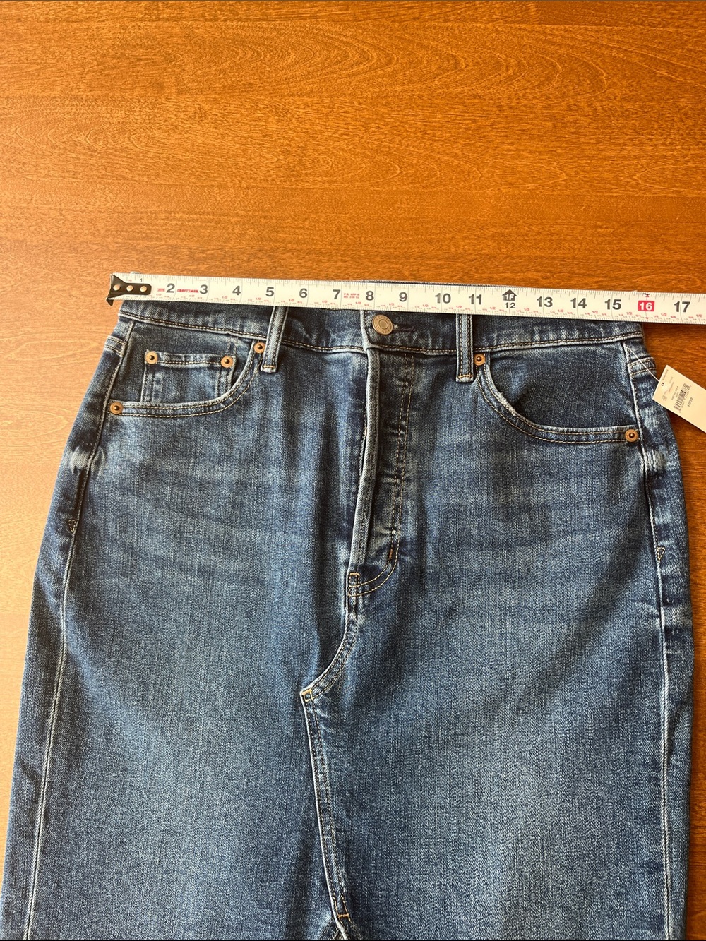 GAP Dark Blue Denim Pencil Skirt with Front Vent - Picture 6 of 7